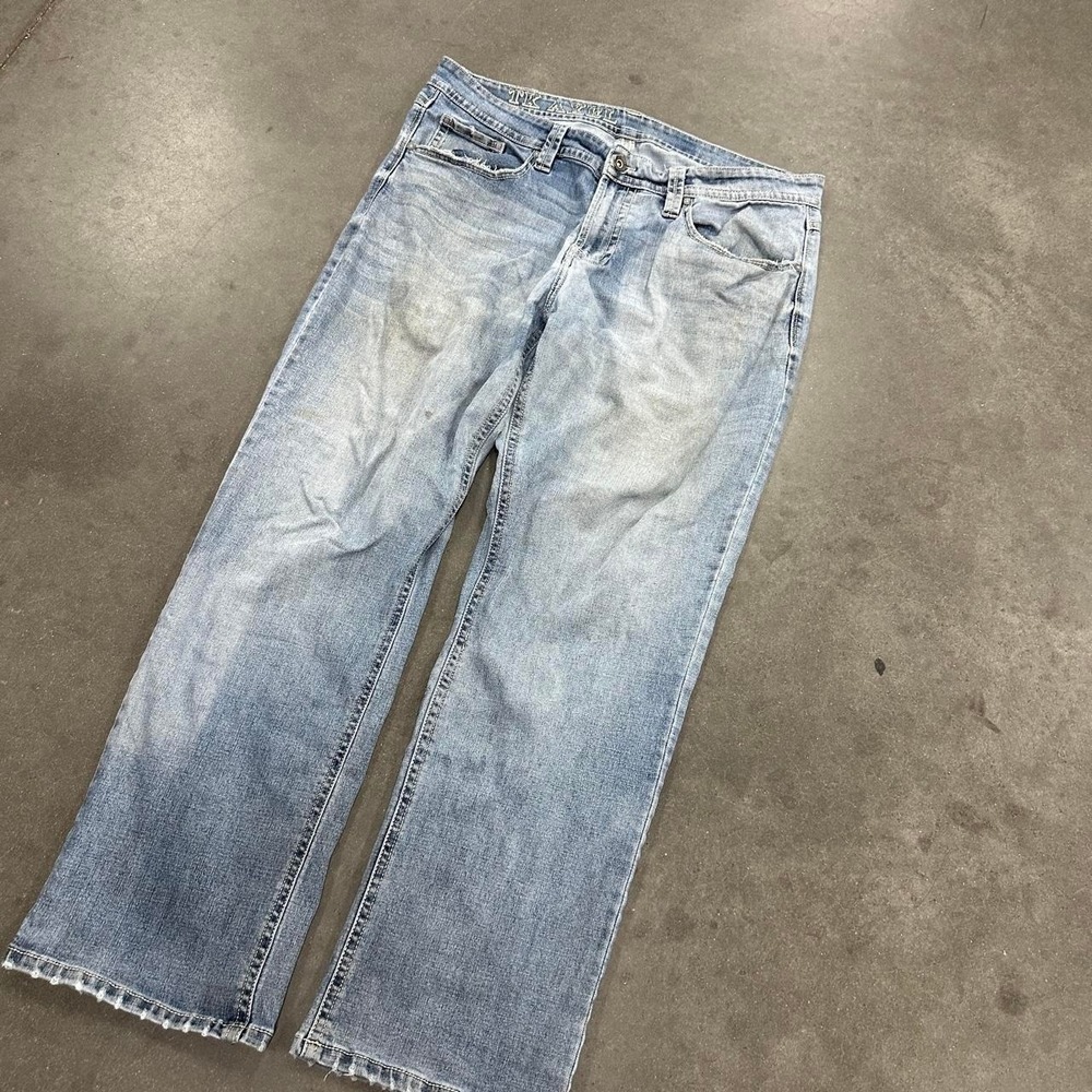 TK Axel Light wash faded straight leg denim jeans Size 40x32 - Picture 2 of 6
